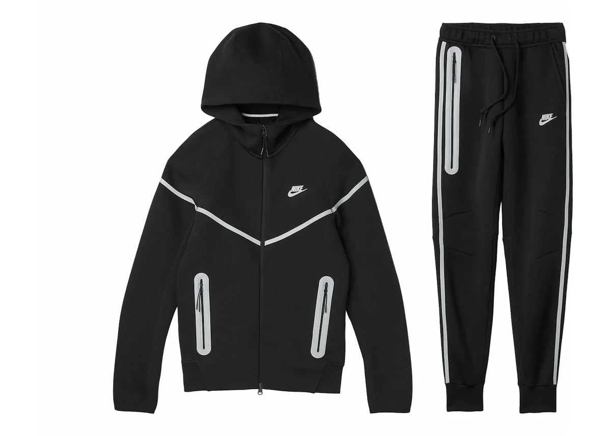 Nike Sportswear Tech Fleece Full Zip Hoodie & Joggers Reflective Details Set Black/Bemis Silver – Nike – THE LAB CONCEPT…